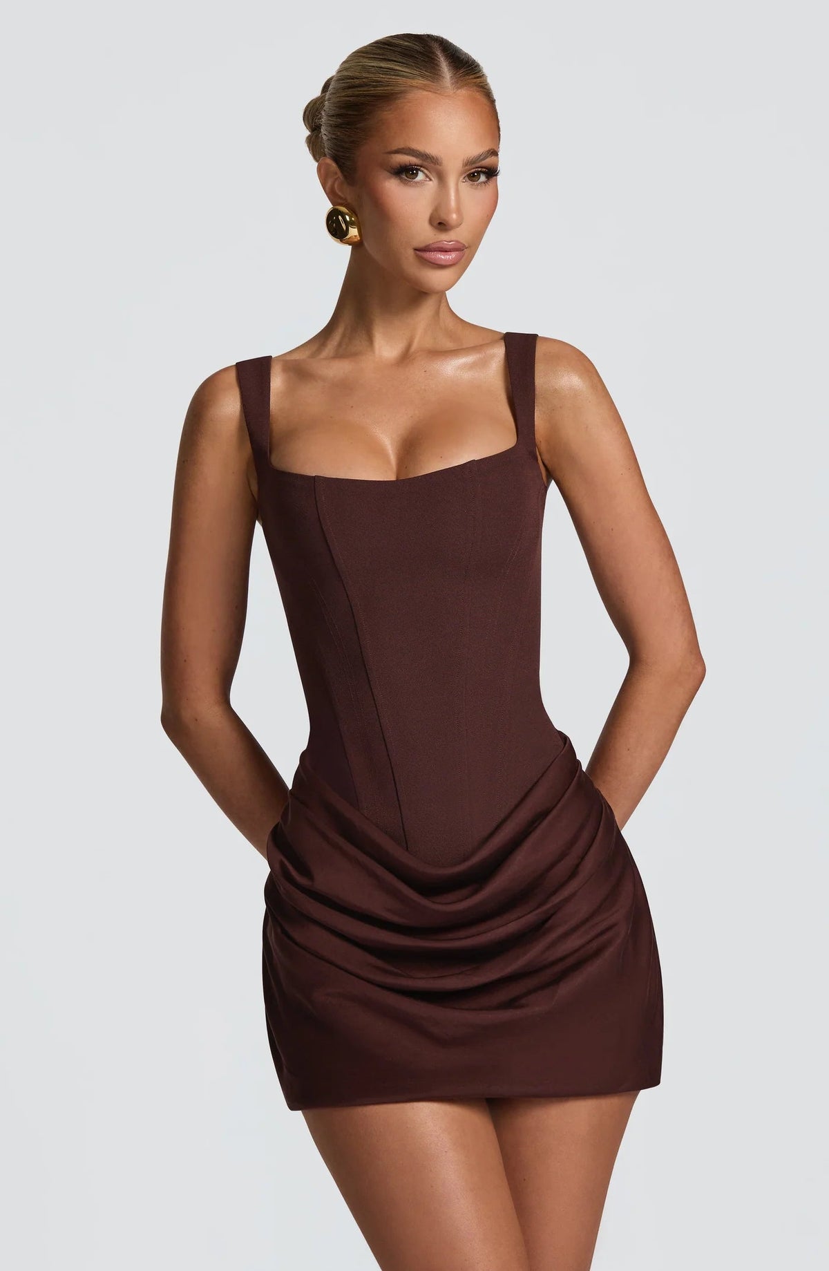 Orchidée – La Robe Mini Corset Drapée